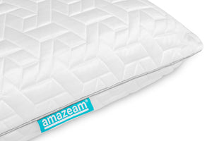 Close-up of Amazeam pillow’s cooling fabric for enhanced sleep comfort